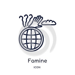 Linear famine icon from Ecology and environment outline collection. Thin line famine icon isolated on white background. famine