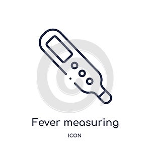 Linear fever measuring icon from Measurement outline collection. Thin line fever measuring icon isolated on white background. photo