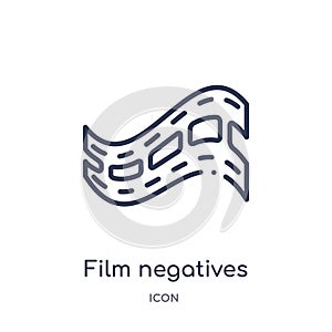 Linear film negatives icon from Cinema outline collection. Thin line film negatives vector isolated on white background. film