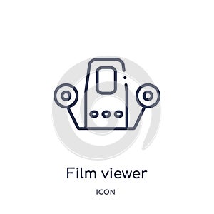 Linear film viewer icon from Cinema outline collection. Thin line film viewer vector isolated on white background. film viewer photo