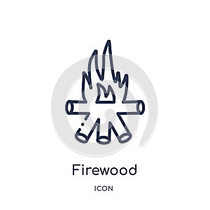 Linear firewood icon from Camping outline collection. Thin line firewood vector isolated on white background. firewood trendy