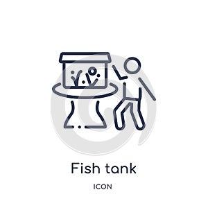 Linear fish tank icon from Free time outline collection. Thin line fish tank vector isolated on white background. fish tank trendy