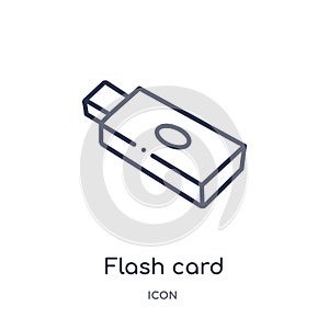 Linear flash card icon from Hardware outline collection. Thin line flash card icon isolated on white background. flash card trendy