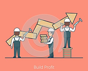 Linear Flat Build Profit worker nailing hammer