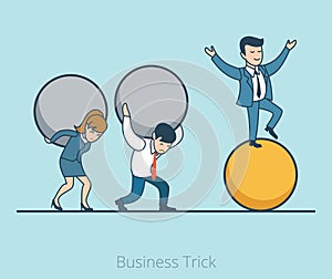 Linear Flat Business man balancing ball woman photo