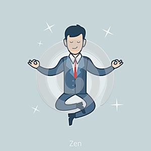 Linear Flat Business man levitate Zen pose vector