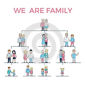Linear Flat Genealogy. We Are Family parents, chil photo