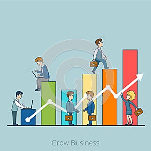 Linear Flat Grow Business people working vector