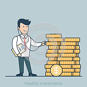 Linear Flat Healthy Investments business man steth