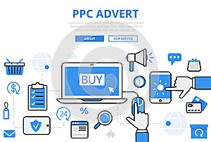 Linear flat PPC ADVERT infographics template