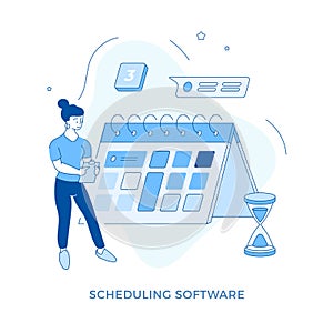 Linear flat Scheduling software concept vector illustration