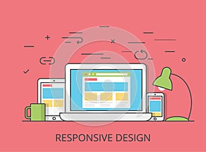 Linear Flat software responsive web design vector