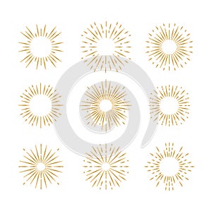 Linear flat sunbursts collection Vector.