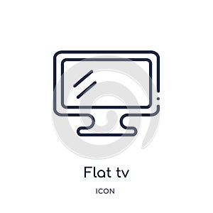 Linear flat tv icon from Cinema outline collection. Thin line flat tv vector isolated on white background. flat tv trendy