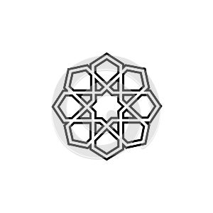 Linear Flower Of Life with David Star inside. Sacred geometry. Logo design. Stock Vector illustration isolated on white background