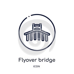 Linear flyover bridge icon from Maps and Flags outline collection. Thin line flyover bridge icon isolated on white background. photo