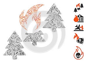 Linear Forest Fire Icon Vector Collage