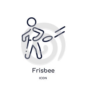 Linear frisbee icon from Activity and hobbies outline collection. Thin line frisbee vector isolated on white background. frisbee