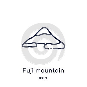 Linear fuji mountain icon from Buildings outline collection. Thin line fuji mountain vector isolated on white background. fuji