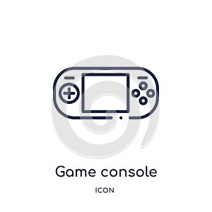 Linear game console icon from Electronic devices outline collection. Thin line game console vector isolated on white background.