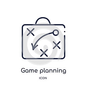 Linear game planning icon from American football outline collection. Thin line game planning vector isolated on white background.