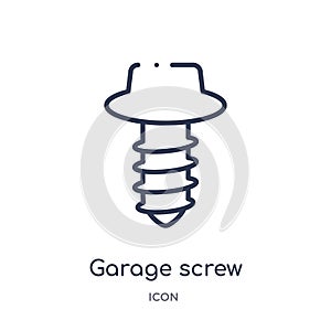 Linear garage icon from Construction tools outline collection. Thin line garage vector isolated on white background.