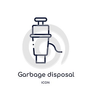 Linear garbage disposal icon from Electronic devices outline collection. Thin line garbage disposal vector isolated on white photo