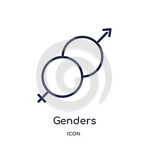Linear genders icon from Birthday party outline collection. Thin line genders vector isolated on white background. genders trendy