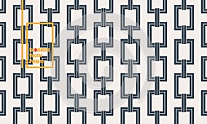 Linear geometric vector pattern, repeating abstract chain, dark gray line of abstract chain.