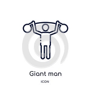 Linear giant man icon from Circus outline collection. Thin line giant man vector isolated on white background. giant man trendy