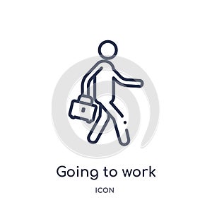 Linear going to work icon from Behavior outline collection. Thin line going to work vector isolated on white background. going to