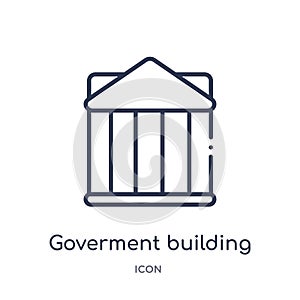 Linear goverment building icon from Buildings outline collection. Thin line goverment building vector isolated on white background photo