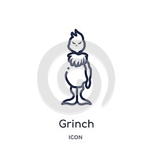 Linear grinch icon from Christmas outline collection. Thin line grinch icon isolated on white background. grinch trendy