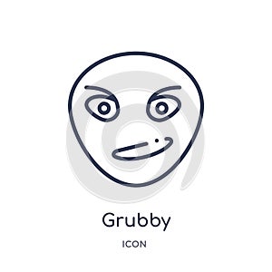 Linear grubby icon from Emotions outline collection. Thin line grubby vector isolated on white background. grubby trendy