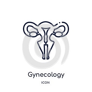 Linear gynecology icon from Health and medical outline collection. Thin line gynecology icon isolated on white background.