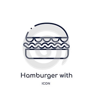 Linear hamburger with bacoon icon from Food outline collection. Thin line hamburger with bacoon icon isolated on white background