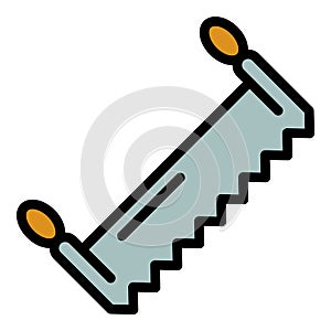 Linear hand saw icon color outline vector