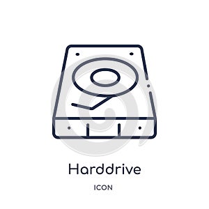 Linear harddrive icon from Hardware outline collection. Thin line harddrive icon isolated on white background. harddrive trendy