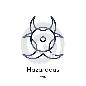 Linear hazardous icon from Chemistry outline collection. Thin line hazardous vector isolated on white background. hazardous trendy