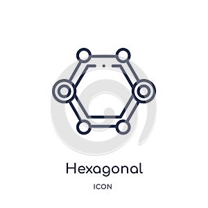 Linear hexagonal interconnections icon from Business and analytics outline collection. Thin line hexagonal interconnections vector
