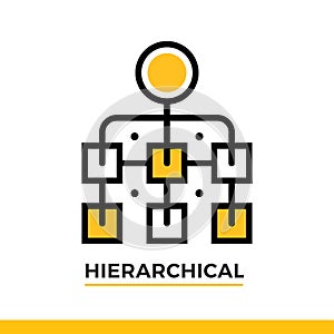 Linear hierarchical icon. Pictogram in outline style. Vector modern flat design element for mobile application and web design.