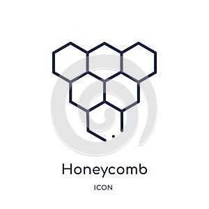 Linear honeycomb icon from Agriculture farming and gardening outline collection. Thin line honeycomb vector isolated on white