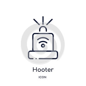 Linear hooter icon from Internet security outline collection. Thin line hooter icon isolated on white background. hooter trendy