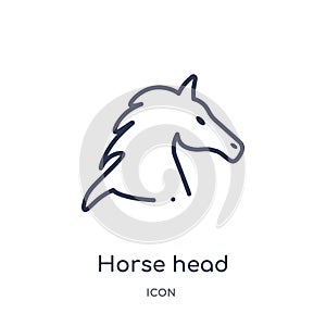 Linear horse head icon from Culture outline collection. Thin line horse head vector isolated on white background. horse head