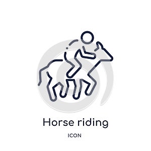 Linear horse riding icon from Activity and hobbies outline collection. Thin line horse riding vector isolated on white background