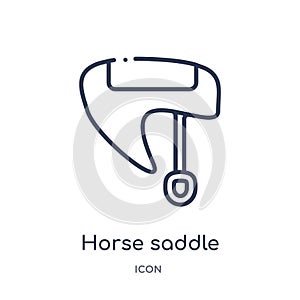 Linear horse saddle icon from Desert outline collection. Thin line horse saddle vector isolated on white background. horse saddle