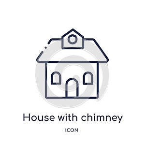 Linear house with chimney icon from Buildings outline collection. Thin line house with chimney icon isolated on white background.