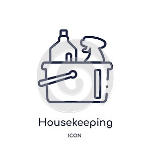 Linear housekeeping icon from Cleaning outline collection. Thin line housekeeping vector isolated on white background.