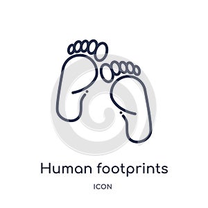 Linear human footprints icon from Human body parts outline collection. Thin line human footprints icon isolated on white