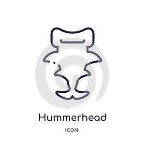 Linear hummerhead icon from Animals outline collection. Thin line hummerhead icon isolated on white background. hummerhead trendy